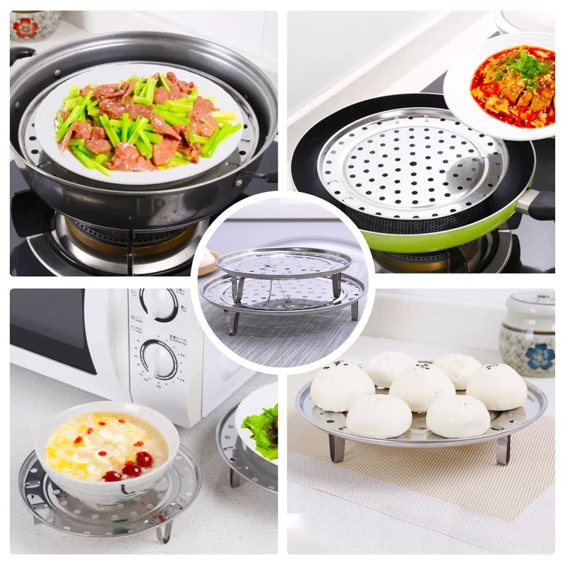 TIMJJG 2 Pieces Stainless Steel Steam Rack, 2 Steam Cloths