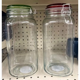 W- Ckip New Glass  storage jars with lids 72fl oz 2- Jar