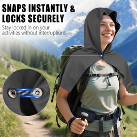AOPREL Cooling Hoodie Towel Magnetic Lock Towels for Neck and Face UV Protection, Moisture-Wicking for Camping Gym and Yoga