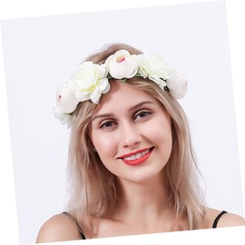 BIUDECO Delicate Simulation Flower Garland Bridal Headpiece Hairband Wedding Accessory