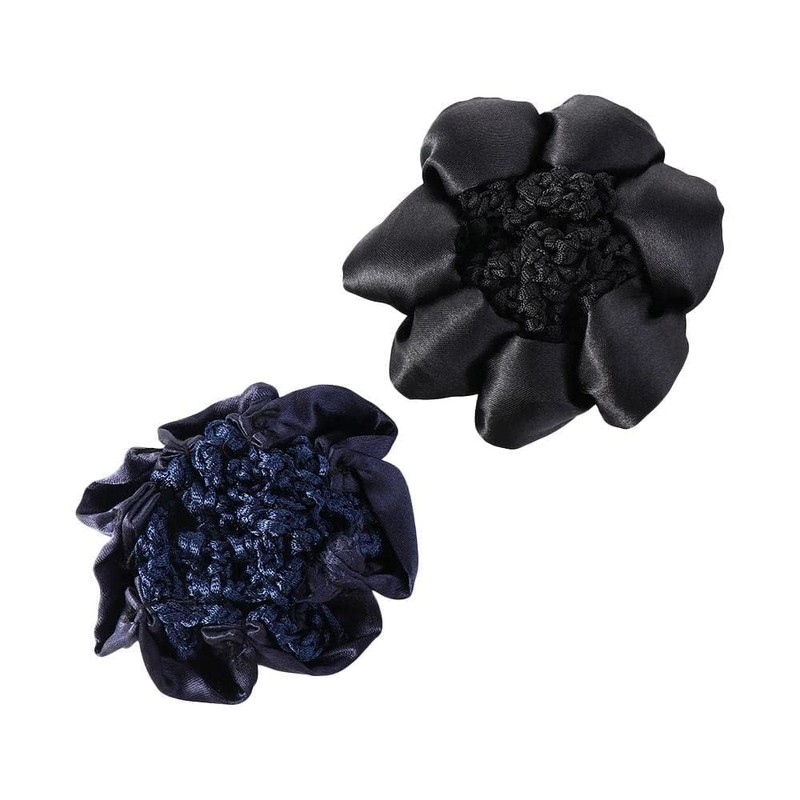 3 Pack Black Crochet Bun Covers, Elastic Hair Ties for