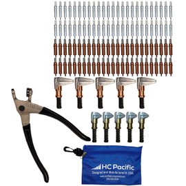 50 Each C1/8 & C3/32 Cleco Fasteners with Clamps, Pliers, and Pouch