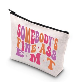 TSOTMO EMT Gift Emergency Medical Technician Gift EMS EMT Paramedic Gift Somebody's Fine Ass EMT Zipper Pouch Makeup Bag (Ass EMT Bag CA)