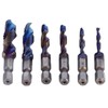6pcs Spiral Tap Drill Bit Set Blue Plating Coating Hex