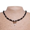 BlueRica Shark Tooth on Black Coconut Shell Beads Necklace (18"