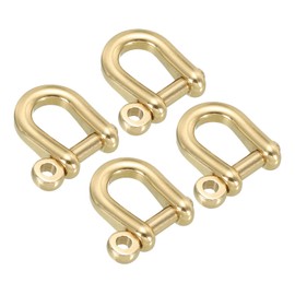 PATIKIL D-Ring Shackle, Pack of 4, 6 mm Inner Width, Brass Pin Shackle, U-Type Fob Key Hook, Small Shackle for DIY Crafts, Leather Replacement