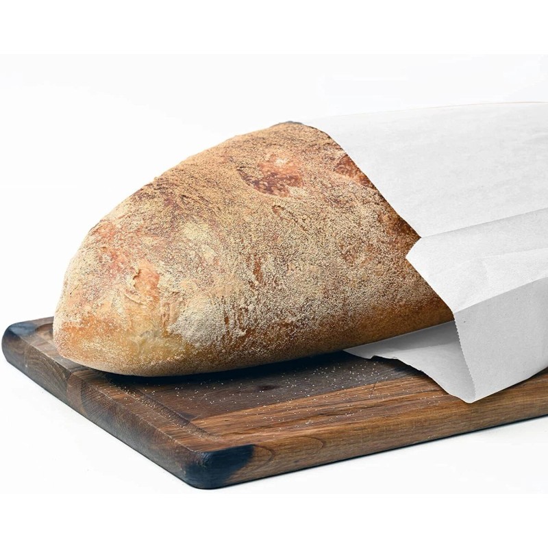 MT Products Disposable White Paper Bread Bags - 5.25" x