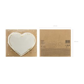 PartyDeco Heart-shaped napkins, white with golden edge, decorative napkins for Valentine's Day, wedding, communion, christening, cloths with print, table decoration, disposable tableware