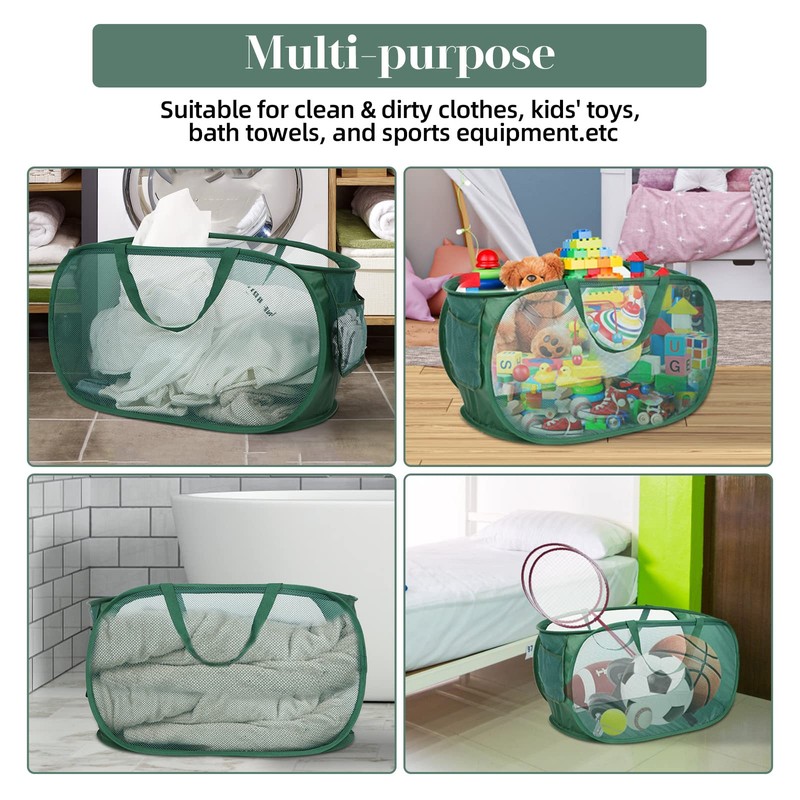 Sturdy Mesh Pop Up Laundry Hamper, Collapsible Laundry Baskets with
