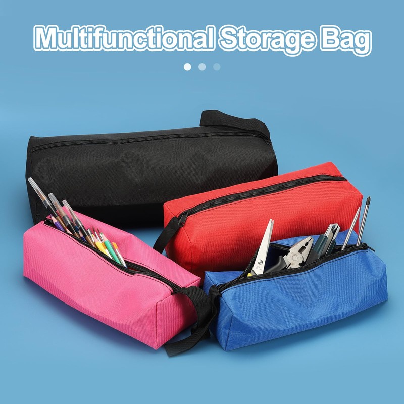 sourcing map 3pcs Zipper Utility Tool Bag 11.8x4x4 Inch, Red