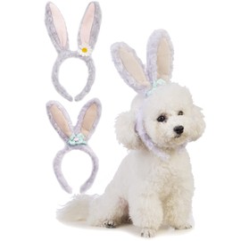 Impoosy 2PCS Dog Bunny Ears Headband Pet Easter Costume Cat Funny Rabbit Hat for Small Dog Easter Outfit (One)