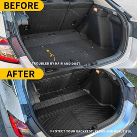 Maxzina Cargo Mat Compatible with 2022 2023 2024 Honda Civic Hatchback Trunk Mat Cargo Liner TPE Back Seat Cover Protector for Civic Hatchback Accessories (Backrest Mats+Trunk Mat)