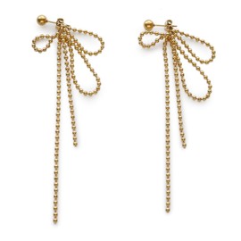 JewelVOX Women's Earrings, Ball Chain, Ribbon, Surgical Stainless Steel, Hypoallergenic for Adults, Silver Stainless Steel