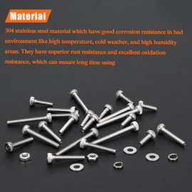 HELIFOUNER 420 Pieces M2 x 6mm /8mm /10mm /12mm /16mm /20mm, Hex Socket Head Cap Metric Screws Bolts Washers Nuts Kit, 304 Stainless Steel