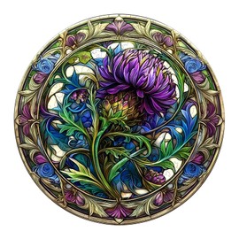 KAAYEE Wooden Jigsaw Puzzles-3D Visual Effect Scotch Thistle Wooden Puzzle Adult Unique Shape Wooden Puzzle Wooden Jigsaw Puzzle for Adult,Puzzle for Adults,Family Puzzles (S-8.5 * 8.5in-100pcs)