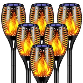 Aigleya Solar Lights Outdoor Flickering Flame Solar Torch Lights Waterproof Outdoor Lighting Solar Powered Pathway Lights Christmas Decorations for Garden Patio Yard Landscape, 6 Pack