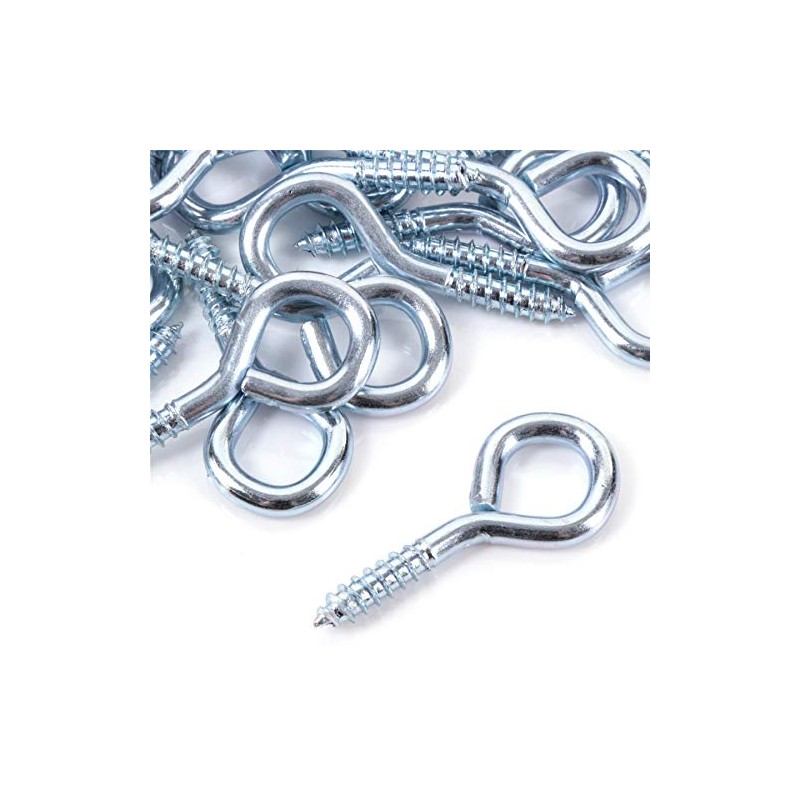 Pack of 100 Metal 40mm Screw Eyes - Heavy Duty