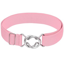 Falari Womens Stretch Belt Adjustable Web Belt Metal Buckle All Occasion Dress Belt - Pink