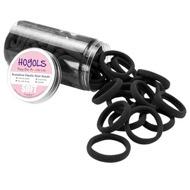 HOYOLS - Lazos para el cabello sin costuras, tela de algodn, bandas para el cabello negro, soporte para cola de caballo suave y grande para mujer,... 