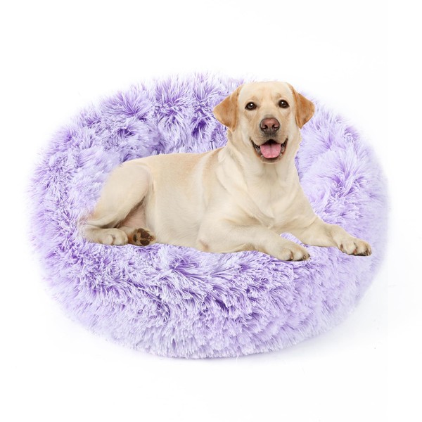 NOYAL Calming Dog Bed Donut Anti Anxiety Fluffy Dog Bed