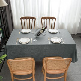 WELTRXE Rectangle Tablecloth, 140x200cm Table Cloth, Water Resistant Spill Proof Dining Table Cover for Birthday Party Cafe Restaurant Buffet, 210GSM Jacquard Fabric Tabletop Decoration, Dark Grey