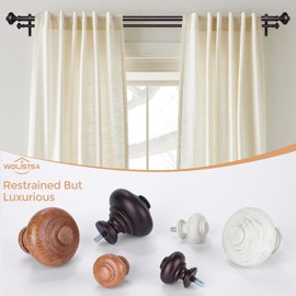 Bronze Double Curtain Rods for Windows 72 to 144 inch, Farmhouse Vintage Decorative 1 Inch Adjustable Long Dual Curtain Rod, Heavy Duty Boho Rustic Double Drapery Pole with Brown Grain Finial