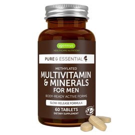 Igennus Methylated Men's Multivitamin with 22 Actives, All-Day Nutrient Delivery, Pure & Clean, Methylfolate & Methylcobalamin, High Strength MTHFR Supplement, Non-GMO & Halal, 60 Tablets