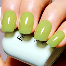 Firedeep Kiwi Green Gel Nail Polish Jelly Sheer Green Nail Polish UV/LED Soak Off Light Gel Polish 0.54 Fl Oz