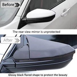 Lotcesfun Rearview Mirror Cover Compatible with Honda Civic 10th Gen 2016-2021 ABS Material Ox Horn Door Side Mirror Trim Cover (Bright black 2 Pcs)