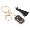 PATIKIL Initial Letter Key Chain, Cubic Zirconia Crystal Alphabet Keychains Letter C Tassel Pendant Keyring for Women Purse Handbag Bag Charm Accessories, Black/Gold