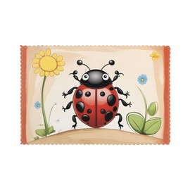 YYHWHJDE Cartoon Ladybug Pattern Placemats for Dining Table Set of 6 - Thick, Wear-Resistant, and Heat-Resistant Table Mats 12x18in