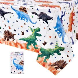 WERNNSAI 1PCS Dinosaur Tablecloth - Dinosaur Birthday Decorations Three Rex Party Table Cloth Dino Table Cover for Kids Boys Baby Shower Birthday Party Supplies 54'' x 108''