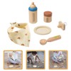UPKOCH Wooden Baby Doll Feeding Set, Pretend Play Feeding Set