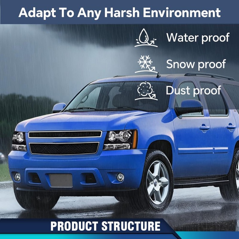 PIT66 Headlight Assembly Compatible with 2007-2014 Chevy Tahoe Suburban/2007-2013 Avalanche