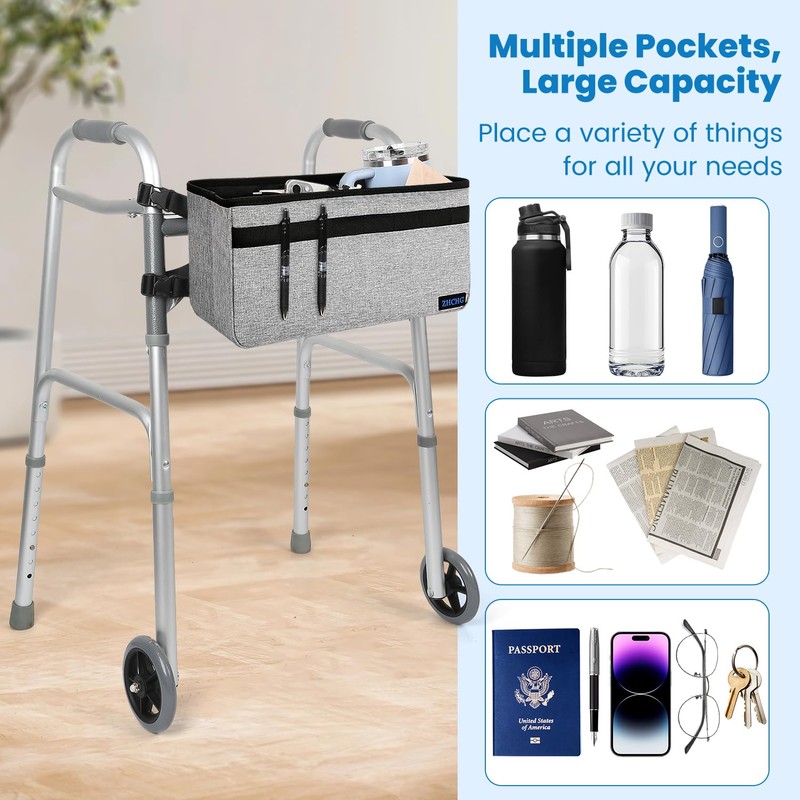 ZHCHG Walker Basket for Seniors, Walker Accessories, Folding Walker Bag
