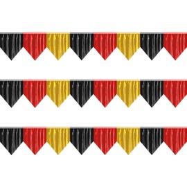 3P Banner Metallic Foil Fringe Wall Hanging Tinsel Fringe Banners backdrop for Parade Floats Garland Wedding Parties Graduation Movie Retirement Anniversary Casino Party Decorations(Black Red Gold)