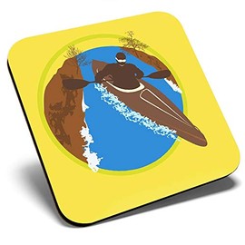 Great Single Coaster Square - Canoe Kayak Kayaking Water Sports |Glossy Quality Coasters | Tabletop Protection for Any Table Type #7138