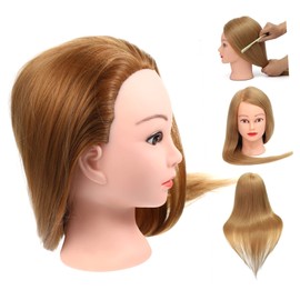 VICASKY Hair Training Head with Super Thick Long Hair Cosmetology Mannequin for Hairstyling Practice for Students Golden Color