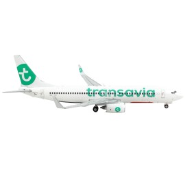 DCD Boeing 737-800 Commercial Aircraft "Transavia Airlines" White with Green Tail 1/400 Diecast Model Airplane by GeminiJets