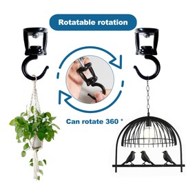 ONIKK Ceiling Hooks for Hanging Plants (2 PCS Black), Heavy Duty Metal Plant Hooks, Screw in Hooks for Hanging Birdfeeders, Lamps, Planters, Indoor Outdoor Wall Baskets Hooks up to 33 lbs