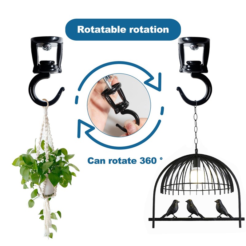 ONIKK Ceiling Hooks for Hanging Plants (2 PCS Black), Heavy
