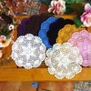 Blausky Pack of 2 Round Embroidered Table Mats, Crochet Doilies,