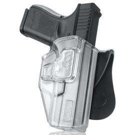 GUN & FLOWER Holster Compatible with Glock 19 19X 23 32 44 45 (Gen 3-5), Level II Retention Outside Waistband for G19 G19X G23 G32 G45, | Paddle 360 Degrees Adjustable-Clear