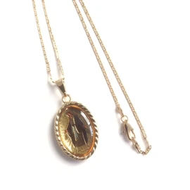 Medalla de la Virgen la Milagrosa Necklace 17 Inches Flat Chain Miraculous Medal
