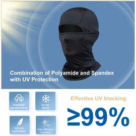 Pvemsa Balaclava Face Mask BC01 Breathable Neck Gaiter Cover UV Protection Hood Bandanas for All Seasons Outdoor Activities-Black