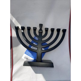 Spritz Black Menorah Taper Aluminium Hanokkah Holiday Decor Festival of Lights.