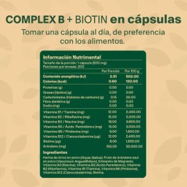 Complejo B Vitaminas B1 B2 B3 B5 B12 200 Caps Vitalbotanics                                                                                           