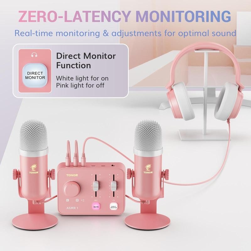 TONOR ASMR Equipment Bundle with Dual Condenser Mics and Audio
