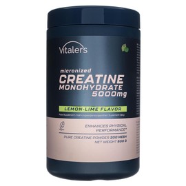 Vitaler's Kreatin Monohydrat - Bioverfügbares, Mikronisiertes 200 mesh, Gut Löslich, Zitrone-Limette, 100% Reine Pulver ohne Zusätze, Vegan - 500g, 100 Portionen