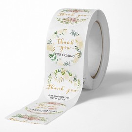 500 Pack 1" Inch Round Thank You Stickers - Baby Shower & Birthday Party Favor Labels, Colorful Decorative Cards for Events (Assorted Designs)